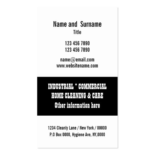 Cleaning Service professional PERSONALIZE Business Card Template (back side)