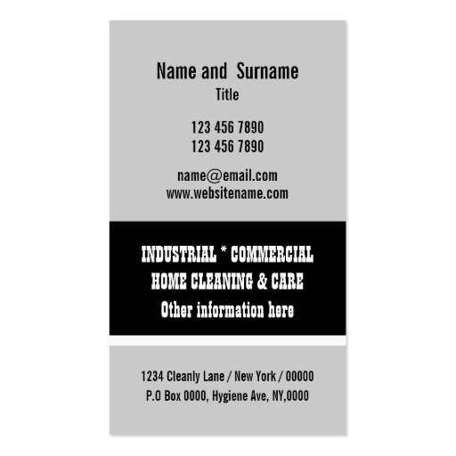 Cleaning Service professional PERSONALIZE Business Card (back side)