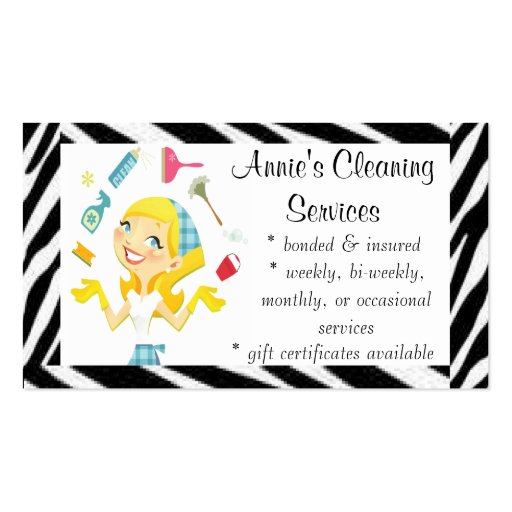 Cleaning services maid business card