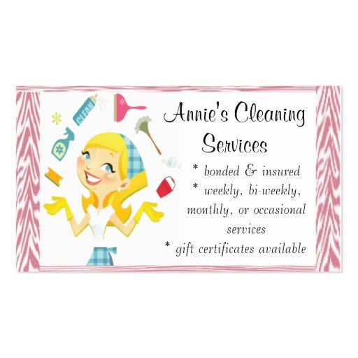 Cleaning services maid business card (front side)