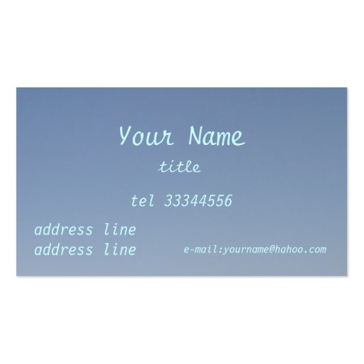 clear blue sky business cards (front side)