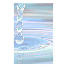 Clear Blue Water Drops Flowing Custom Stationery