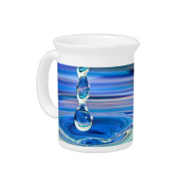 Clear Blue Water Drops Flowing Drink Pitchers