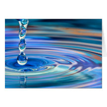 Clear Blue Water Drops Flowing Greeting Card