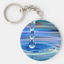 Clear Blue Water Drops Flowing Key Chains