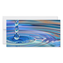 Clear Blue Water Drops Flowing Customized Photo Card