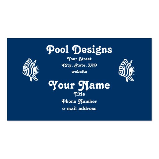 Clear Blue Water Drops Flowing Pool Design Business Card Template (back side)