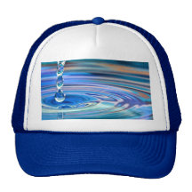 Clear Blue Water Drops Flowing Trucker Hats