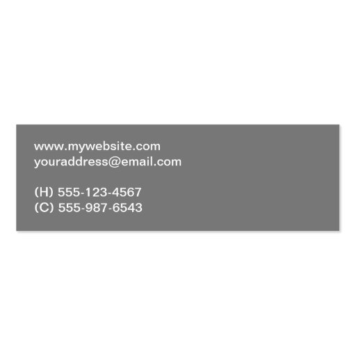 Clear bold type gray two tone personal networking business card templates (back side)