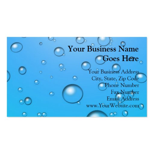 Clear Bubbles, Blue Water Business Cards (front side)