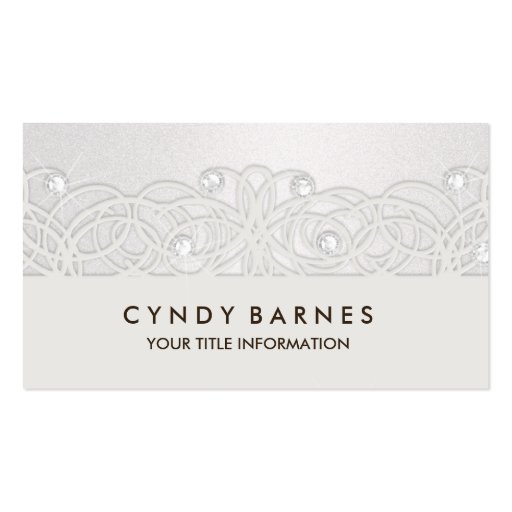 Clear Crystals and Lace Business Card (front side)