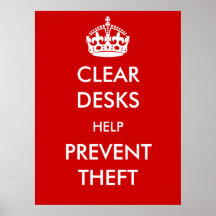 Clear Desks Help Prevent Theft Poster