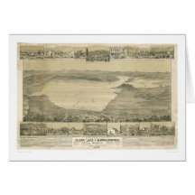 Clear Lake, CA. Panoramic Map (0289A) Greeting Cards