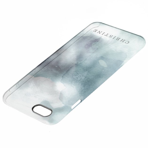 Clear monogram name watercolor hipster blue nautic uncommon clearlyâ„¢ deflector iPhone 6 plus case-3