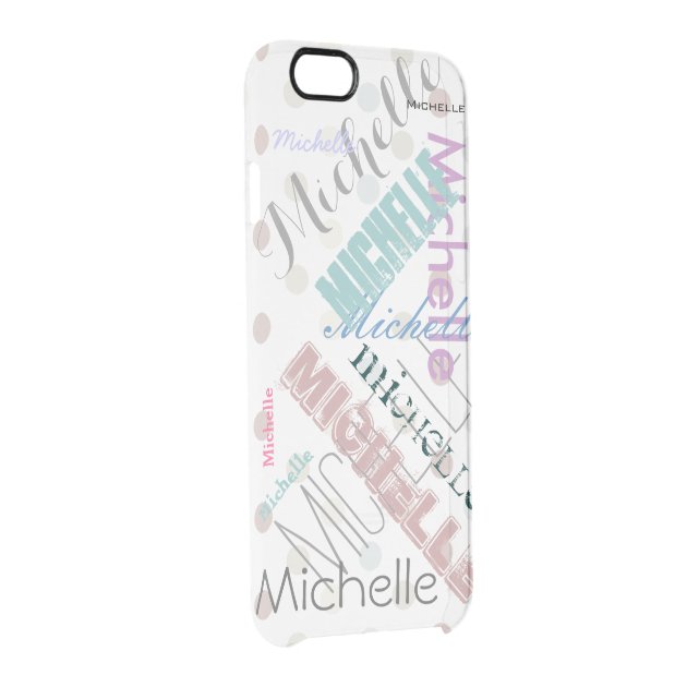 Clear Polka Dot with Name Uncommon Clearlyâ„¢ Deflector iPhone 6 Case-2