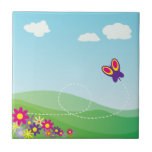 Clear Skies Spring Day: Butterflies and Wildflower Tiles