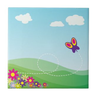 Clear Skies Spring Day: Butterflies and Wildflower Tiles
