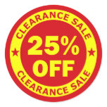 Clearance Sale 25 Percent Off Stickers
