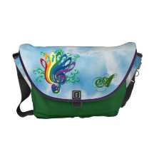 Clef Bouquet in Clouds, Customizable Initial Messenger Bags