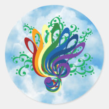 Clef Bouquet in Clouds Stickers