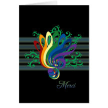 Clef Bouquet Thank You in French Cards