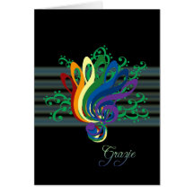 Clef Bouquet Thank You in Italian Greeting Cards
