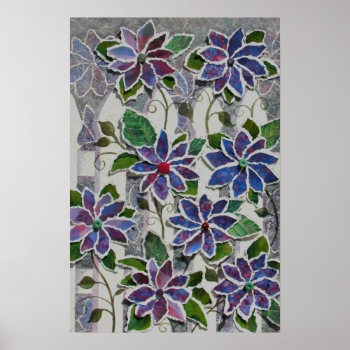 Clematis Collage Poster Print print