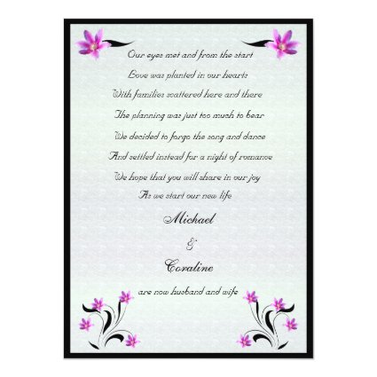 Clematis on Stoney Path elopement announcement 5.5" X 7.5" Invitation Card