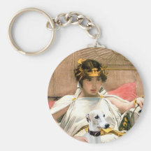 Cleopatra and White Whippet Key Chain