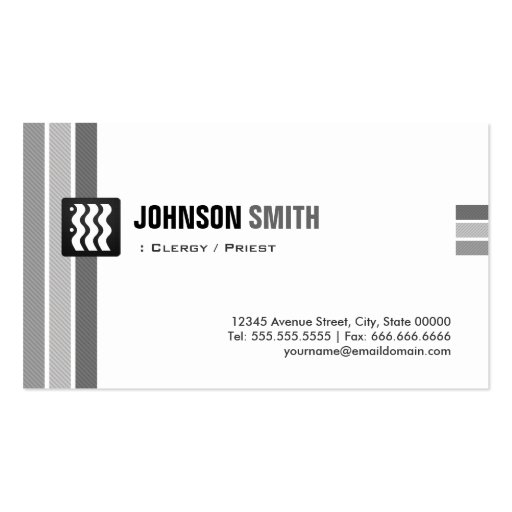 Clergy / Priest - Creative Black White Business Cards (front side)