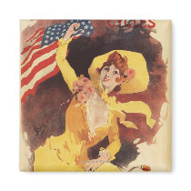 Cleveland Bicycles American Girl in Yellow Fridge Magnets