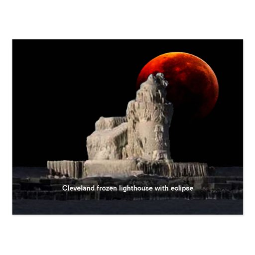 Cleveland frozen lighthouse postcard Zazzle