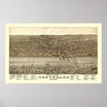 Cleveland, OH Panoramic Map - 1877 Print