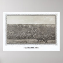 Cleveland OH Panoramic Map DIGITALLY REMASTERED Posters