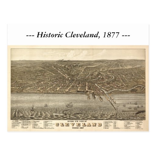 Cleveland Ohio 1877 Map Post Cards