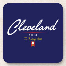 Cleveland Script Beverage Coasters