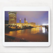Cleveland Skyline at Night mousepads by lakeerieartists Cleveland Skyline at Night mousepads