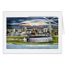 Cleveland Stadium Skyline at Dusk, Cleveland, Ohio Card