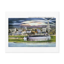 Cleveland Stadium Skyline at Dusk, Cleveland, Ohio Post Cards