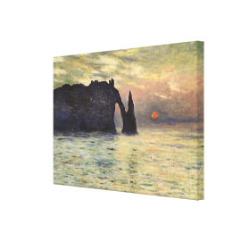 Cliff, Etretat, Sunset by Claude Monet Vintage Art Gallery Wrap Canvas