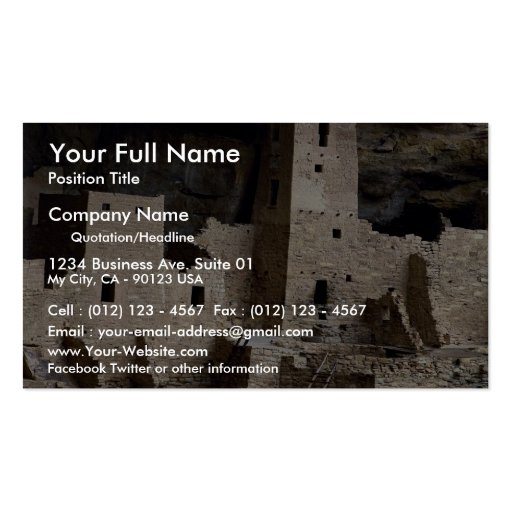 Cliff Palace, Mesa Verde, Colorado, USA Business Card (front side)