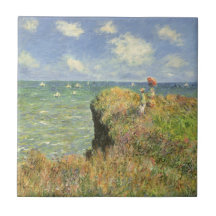 Cliff Walk Pourville, Monet, Vintage Impressionism Ceramic Tile
