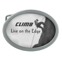 Climb, Live on the Edge B&W Men's Belt Buckle