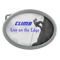 Climb, Live on the Edge Blue Men's Belt Buckle