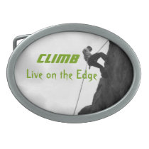 Climb, Live on the Edge Green Men's Belt Buckle