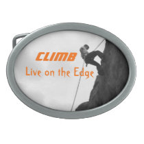 Climb, Live on the Edge Orange Men's Belt Buckle