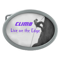 Climb, Live on the Edge Purple Men's Belt Buckle