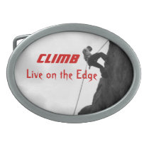 Climb, Live on the Edge Red Men's Belt Buckle