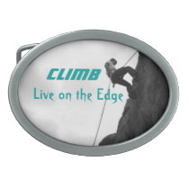 Climb, Live on the Edge Teal Men's Belt Buckle
