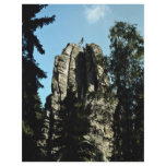 Climber jumping from one rock top to another, Czec flyers